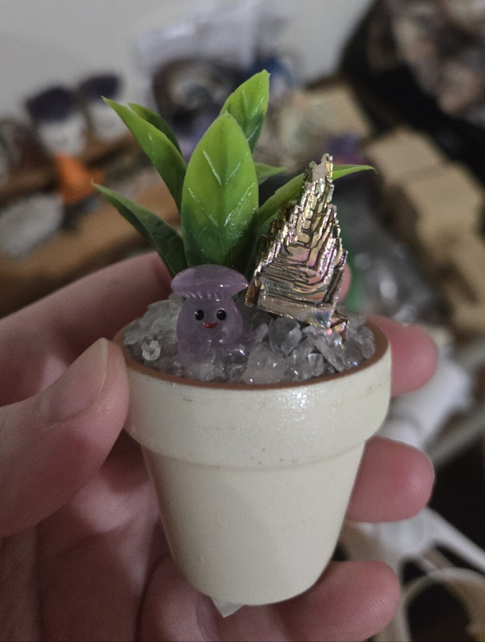 Bismuth & Mushroom Friend Faux Potted Plant
